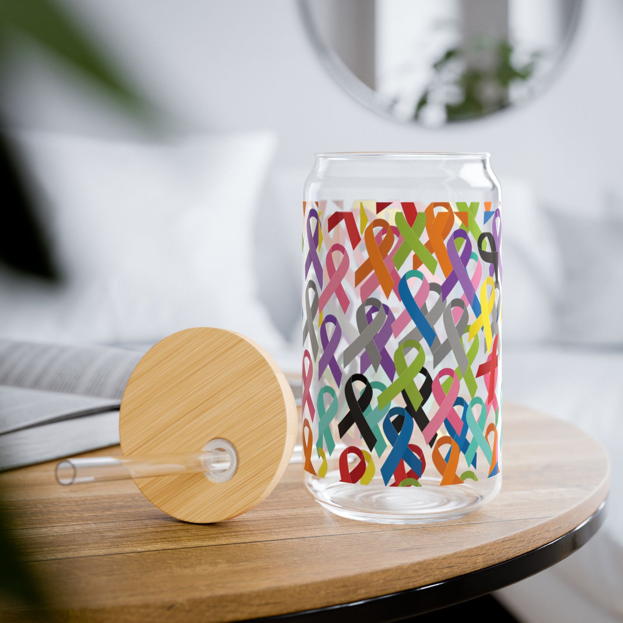 Iced Out Bamboo Coffee Glass (Ribbons)