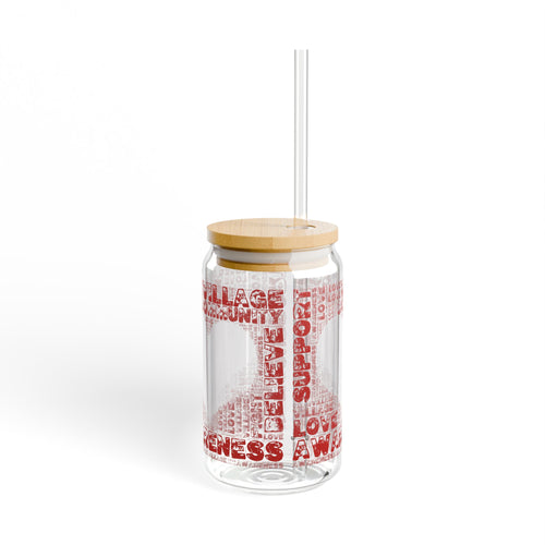 Community Love Sipper Glass, 16oz - Perfect for Outdoors, Weddings, Gifts, Awareness Events, Eco-Friendly Drinkware